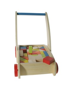 Chariot en bois premiers pas cubes géométriques jouet glisser 2