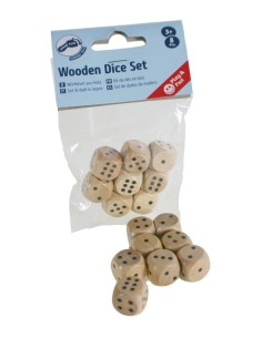 Dés de jeu en bois massif pour jeux de société et de société, sachet de 8 dés aux bords arrondis