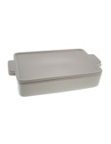 Plato fuente rectangular de cerámica blanca con tapa para servicio de mesa y menaje de cocina
