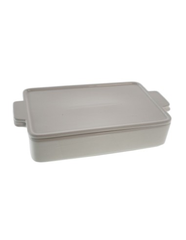 Plato fuente rectangular de cerámica blanca con tapa para servicio de mesa y menaje de cocina