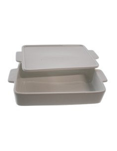 Plat rectangulaire en céramique blanche avec couvercle pour service de table et ustensiles de cuisine 2