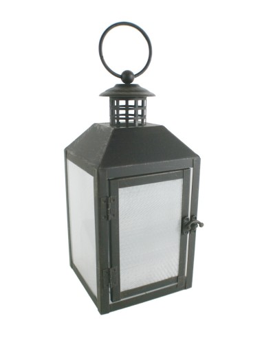 Lanterne LED en métal noir avec poignée et pour accrocher une décoration de style classique