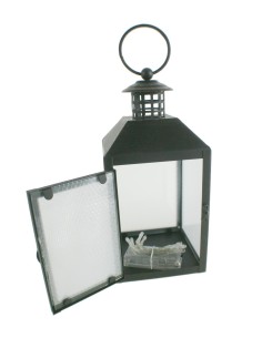 Farol LED negre de metall amb nansa de subjecció i per penjar decoració llar estil clàssic 2