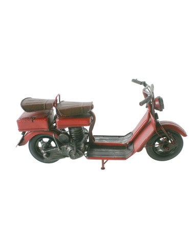 Moto decoració retro de metall color vermell. Mesures: 15x30x10 cm.