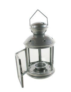 Fanal de metall amb estrelles color estany per espelma de te fanalet amb nansa adherència decoració vintage llar. 2