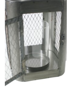 Grande lanterne en métal de style industriel et poignée en cuir pour bougies de décoration 2