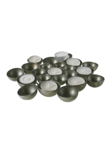 Porta velas de metal tipo bandeja para 15 velas light. Medidas: 3xØ24 cm.