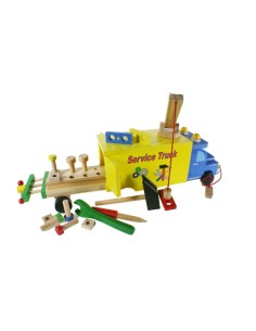 Camion Grue en Bois avec Jouet Éducatif D'établi à Plate-Forme Mobile.