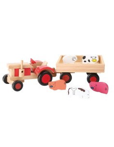 Tractor de Fusta amb Remolc i Animals Joguina Infantil D'Imaginació. 2
