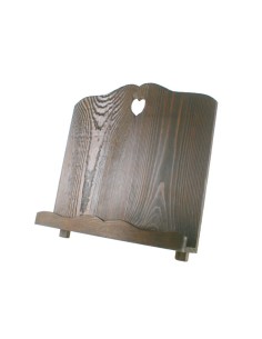 Atril de madera plegable para lectura de color nogal con detalle corazón estilo vintage atril artesanal