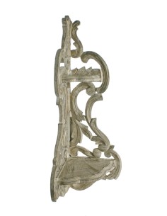 Estantería esquinera de madera maciza de dos repisas decapada  color blanco crema  decoración hogar 2