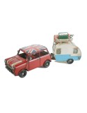 Réplica de coche mini color rojo con caravana. Medidas: 15x36x10 cm.