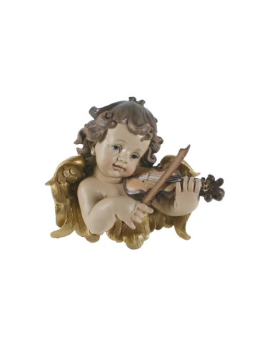 Buste d'ange à accrocher jouant du violon. Mesures: 23x25 cm.