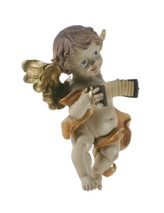 Figura decorativa religiosa Àngel tocant acordió per a paret de resina decoració llar 2