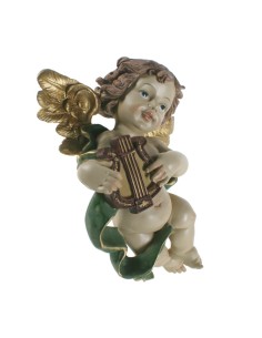 Figura Decorativa Religiosa Ángel Tocant l'Arpa per a Paret de Resina Decoració Llar 2