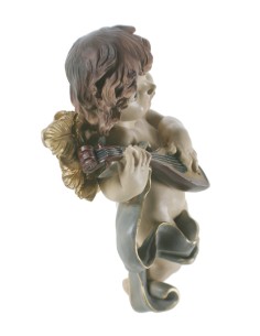 Figure Religieuse Ange Jouant du Bandolin pour la Décoration Murale en Résine 2