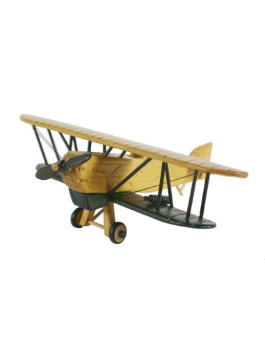 Avión biplano en madera maciza dos colores. Medidas: 9x26x21 cm.