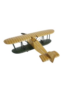 Avió Biplano a Fusta Massissa dos Colors Estil Vintage per a Decoració, Llar i Col·leccionisme. 2
