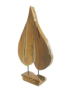 Figura en Madera de Teca a Trozos Forma de Corazón Decoración Nórdica para el Hogar. 2