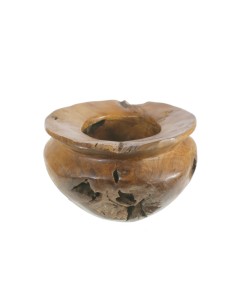 Centre pour table de vase en bois massif irrégulier en teck. Mesures: 20xØ30 cm. 2