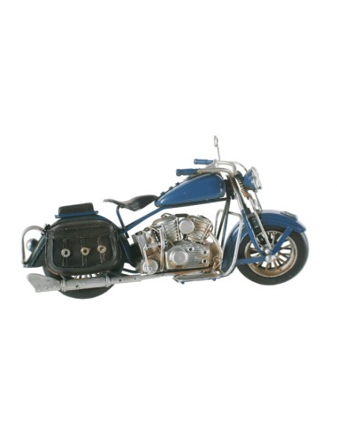 Décoration de moto dans le style rétro de couleur bleue en métal. Mesures: 14x27x11 cm.