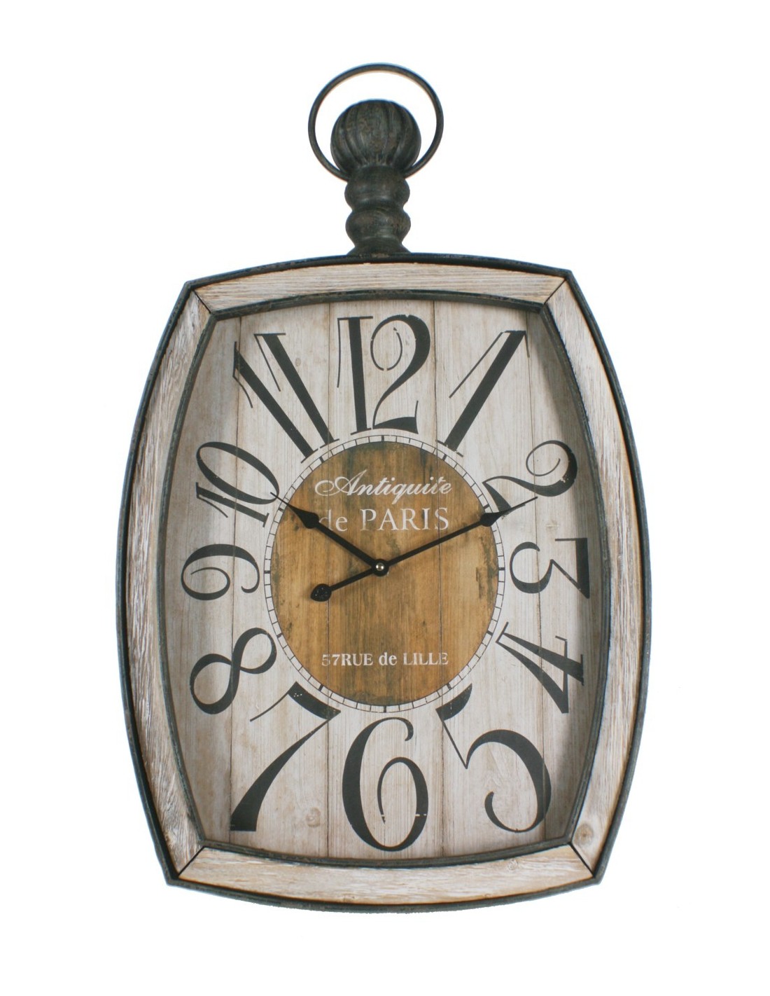 Marco de referencia Jarra grano Reloj pared grande forja y madera estilo vintage y números grandes