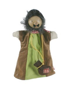Marioneta y Títere de mano ladron con cabeza de madera juguete clásico y tradicional para niños niñas. Medidas: 30x20 cm.