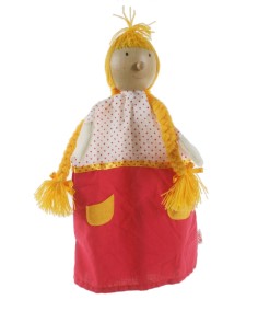 Titella de mà nena amb cues amb cap de fusta joguina clàssica i tradicional per a nens nenes