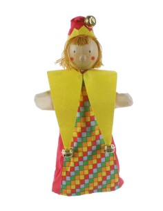 marionnette à main Pulcinella avec tête en bois jouet classique et traditionnel pour garçons filles.
