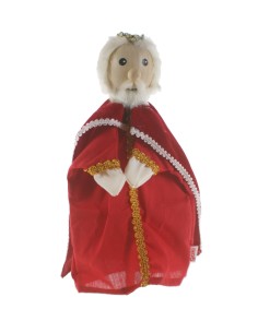Marioneta y Títere de mano Rey con capa con cabeza de madera juguete clásico y tradicional para niños niñas