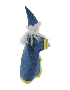 Titella de mà Mag amb barba amb cap de fusta joguina clàssica i tradicional per a nens nenes. 2