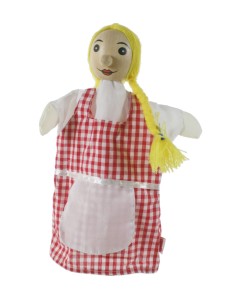 Marioneta y Títere de mano niña con delantal con cabeza de madera juguete clásico tradicional para niños niñas