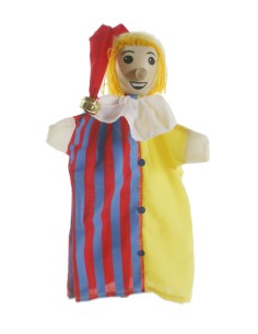 Titella de mà disseny bufó amb cap de fusta joguina clàssica tradicional per a nens nenes