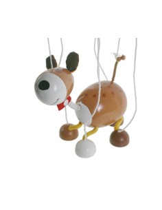 Marioneta y títere de cuerda de madera modelo perro juguete clásico y tradicional para niños, niñas.
