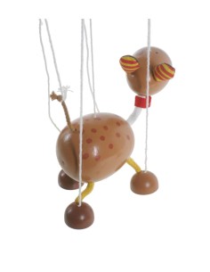 Marioneta y títere de cuerda de madera modelo perro juguete clásico y tradicional para niños, niñas. 2