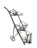 Porta tiestos de metal tipo carrito de tres pisos plegable