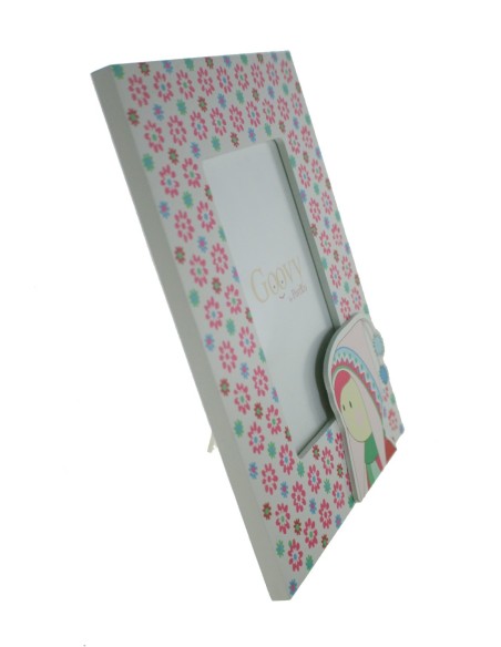 Cadre photo en bois pour enfants avec cadeau original de fleurs roses