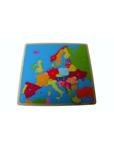 Puzzle encajable de madera mapa de Europa juego educativo infantil. 