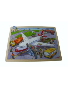 Puzzle de 96 pièces en bois avec dessin d'aéroport, puzzle pour enfants, jeu de société.