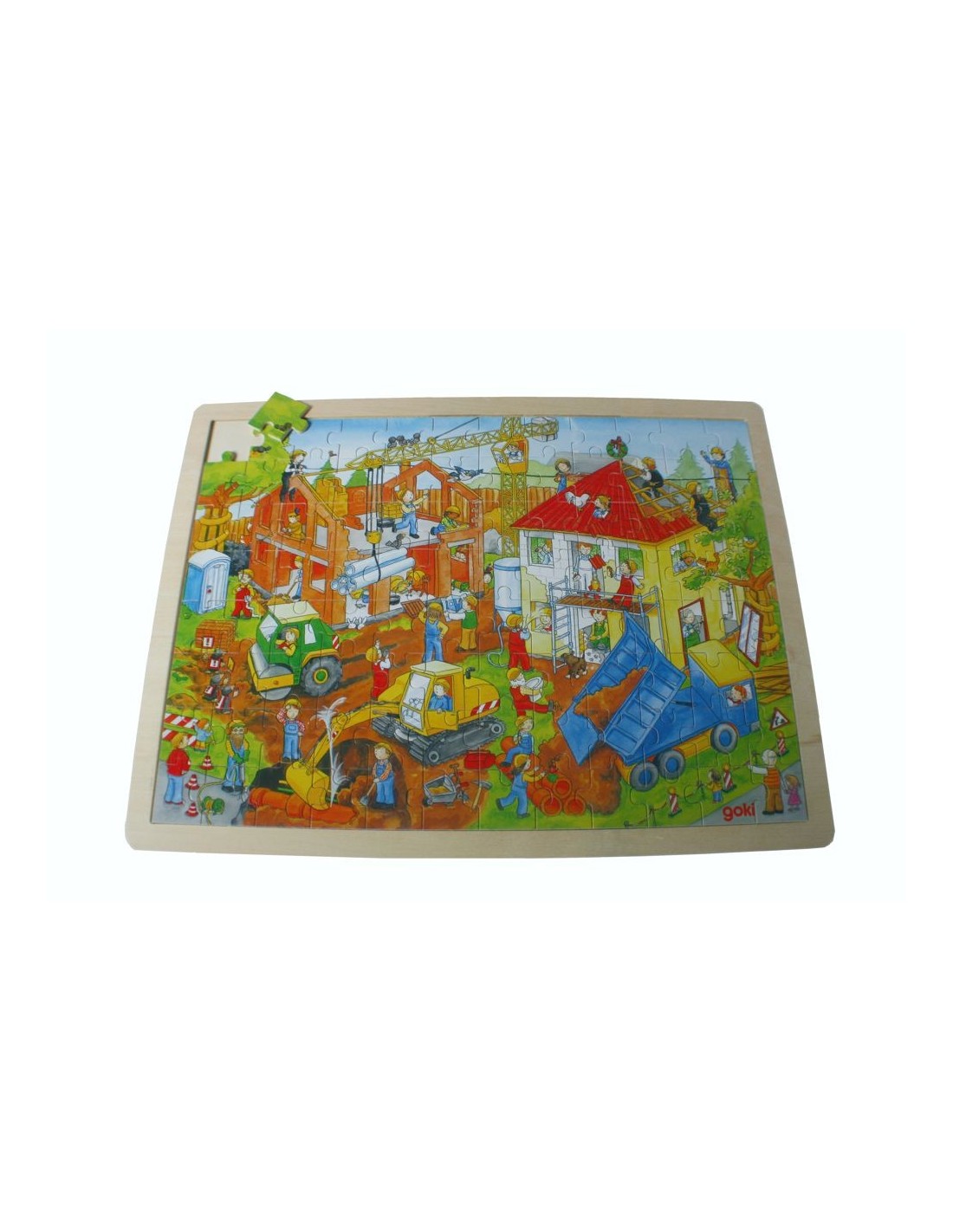 Puzzle de 96 piezas de madera con dibujo construcción edificios rompecabezas para niños juego de mesa