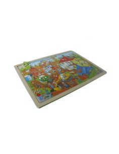 Puzzle de 96 piezas de madera con dibujo construcción edificios rompecabezas para niños juego de mesa 2
