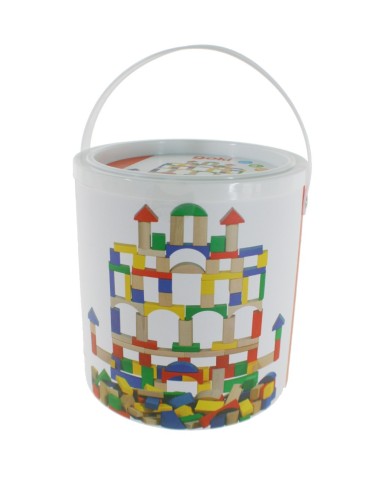 Cub de Construcció amb Blocs de Fusta Joc per a la Creativitat i Imaginació Infantil.