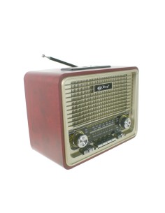 Radio estilo retro botones y cantos redondos. Medidas: 16x20x12 cm.