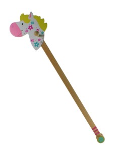 Cavallet de pal per a les Princeses de la casa Cavall de pal color rosa amb flors joguina tradicional.