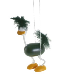 Marionnette à fils en bois en forme d'autruche, un jouet classique et traditionnel pour garçons et filles.