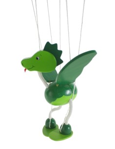 Marioneta y títere de cuerda de madera modelo dinosaurio juguete clásico y tradicional para niños, niñas. 2