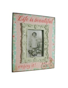 Marco para foto de madera y cerámico estilo vintage de colores pasteles decoración para el hogar