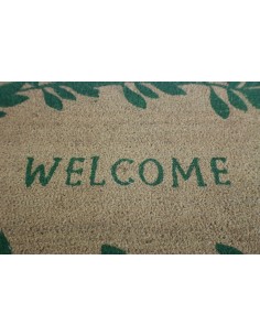 Felpudo rectangular grande color verde diseño Welcome de fibra coco para puerta entrada hogar jardín o terraza 2