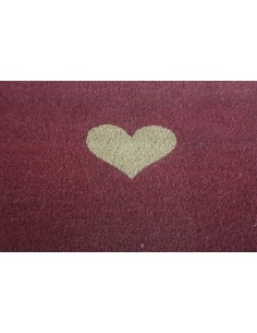 Felpudo grande rectangular color granate diseño corazón de fibra coco para entrada hogar jardín terraza 2