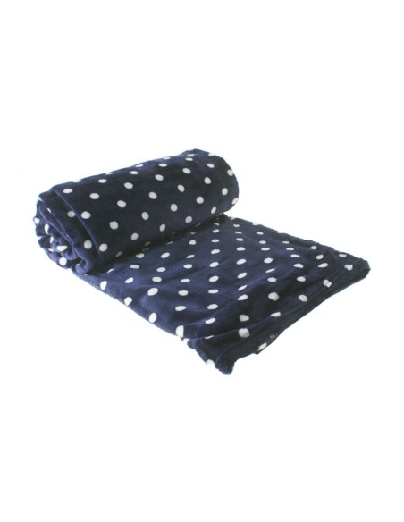 Manta para sofá y cama estampado lunares color azul. Medidas: 160x210 cm.